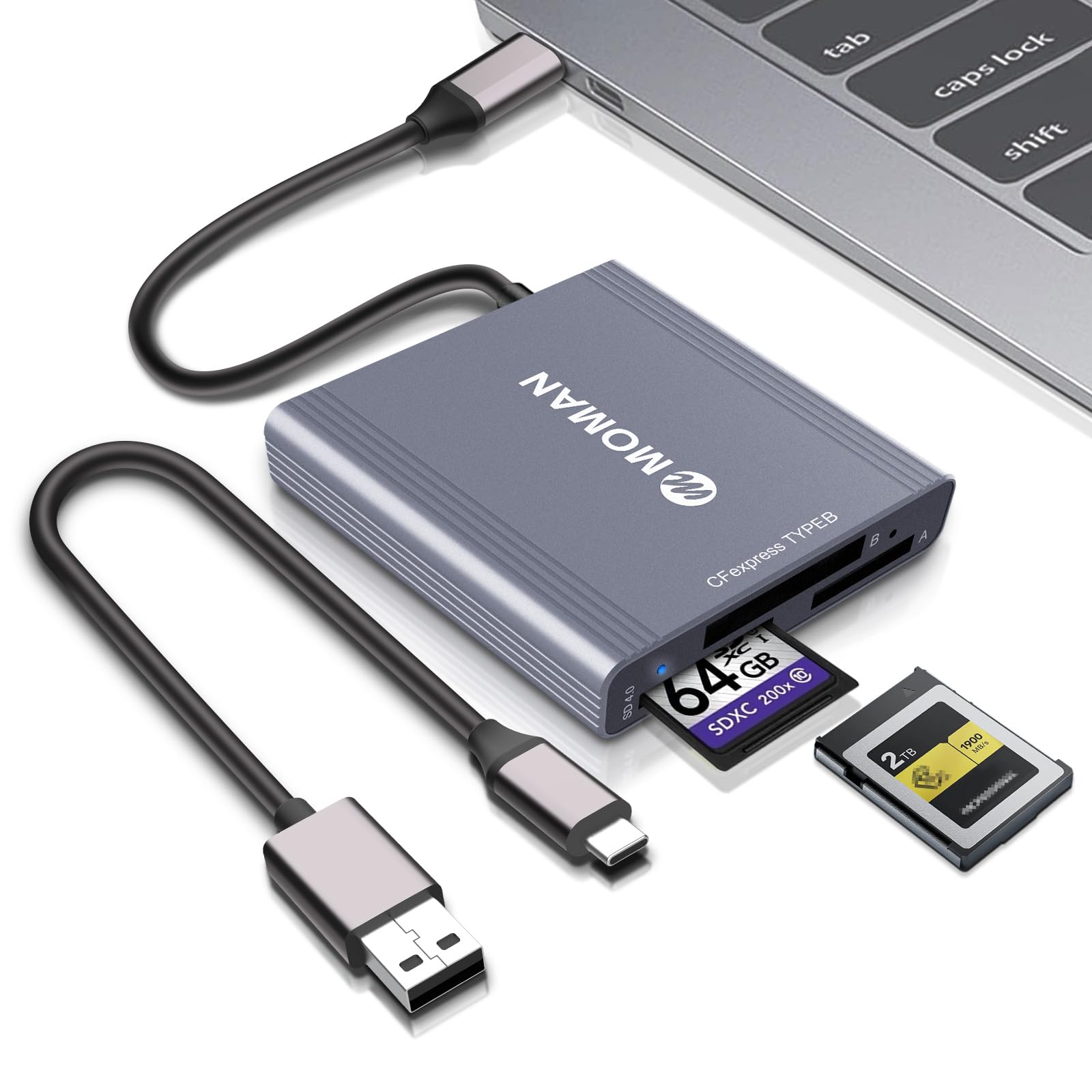 MOMAN CFexpress Card Reader, 10Gbps USB 3.1 Gen 2 High Speed